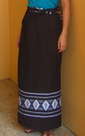 画像1: グアテマラ織ラップスカート・ダークブラウン