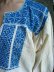 画像2: メキシコ刺繍サポテコ族のクロスステッチ七分袖チュニック・ブルー (2)