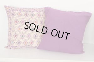 画像3: メキシコ・チアパス・サン・アンドレス・ララインサール織クッションカバー・ダークパープル