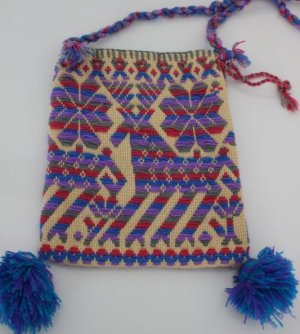 画像3: オトミ族の毛糸刺繍ショルダーバック(S)パープル