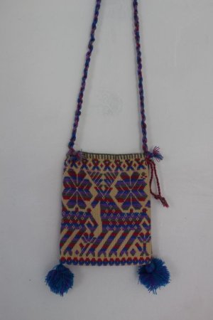 画像1: オトミ族の毛糸刺繍ショルダーバック(S)パープル