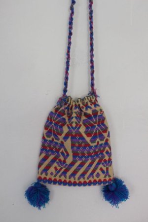 画像2: オトミ族の毛糸刺繍ショルダーバック(S)パープル
