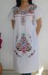 画像1: メキシコ刺繍花と鳥の刺繍ワンピース・ホワイト (1)