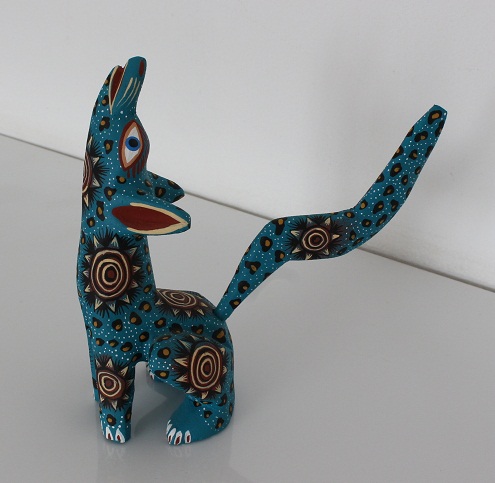 メキシコオアハカ木彫り雑貨アレブリヘ・コヨーテ・ブルー