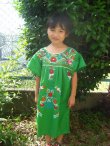画像1: ベビー用メキシコ刺繍ワンピースグリーン3〜4歳用