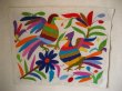 画像1: オトミ族の鳥花カラフル刺繍クロス(S)