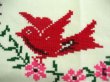 画像2: メキシコ刺繍・マサテコ族の刺繍クロス・２羽の赤い鳥
