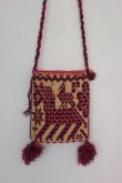 画像1: オトミ族の毛糸刺繍ショルダーバック(S)レッド