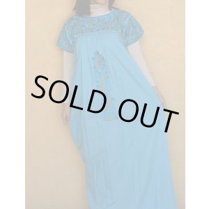 画像: メキシコ刺繍サン・アントニーノ刺繍ワンピース・ライトブルー