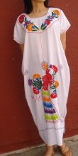 画像1: メキシコ刺繍マサテコ族の鳥刺繍ウィピル(ワンピース)