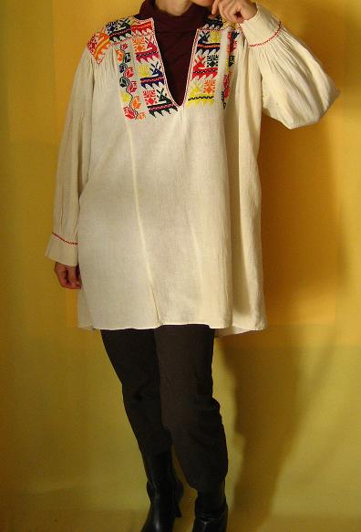 画像: サポテコ族の鹿刺繍長袖チュニック大きいサイズ