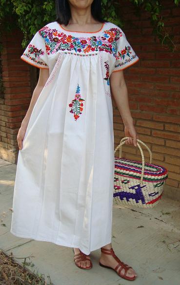 画像: メキシコ刺繍サン・アントニーノ刺繍ワンピース・マンタ