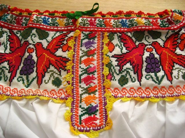 画像: メキシコ刺繍チャティーノの鳥の刺繍ブラウス☆ラブバード