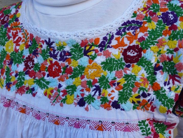 画像: メキシコ刺繍・サン・アントニーノ刺繍チュニックブラウス・ピンクホワイト