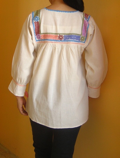 画像: メキシコ刺繍チアパスのロココ刺繍ブラウス長袖