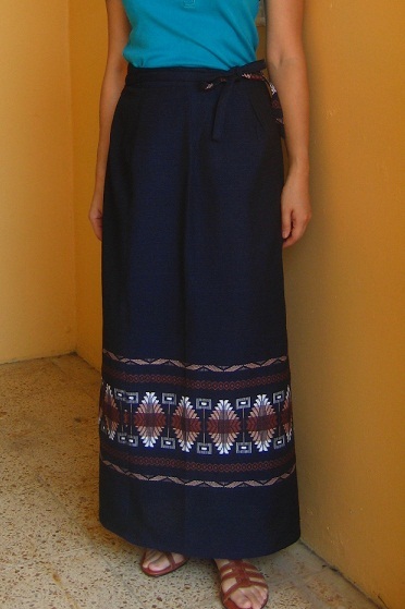 画像: グアテマラ織ラップスカート・ネイビー