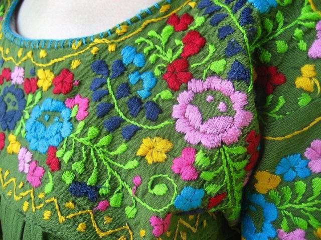 画像4: メキシコ刺繍サン・アントニーノ刺繍ブラウス・グリーン