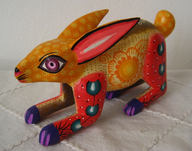 画像: メキシコオアハカ木彫り雑貨アレブリヘ・ウサギ