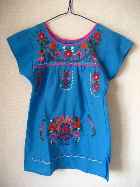画像: ベビー用刺繍ワンピース・ブルー2〜3歳用