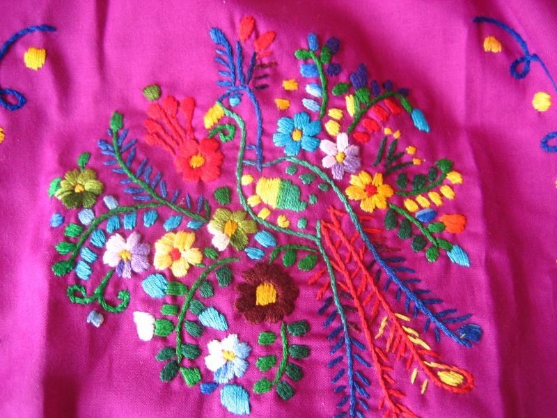画像: ベビー用メキシコ刺繍ワンピース1〜2歳用・パープル