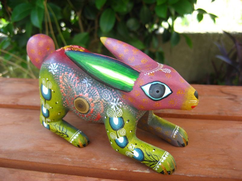 画像: メキシコオアハカ木彫り雑貨アレブリヘ・ウサギ