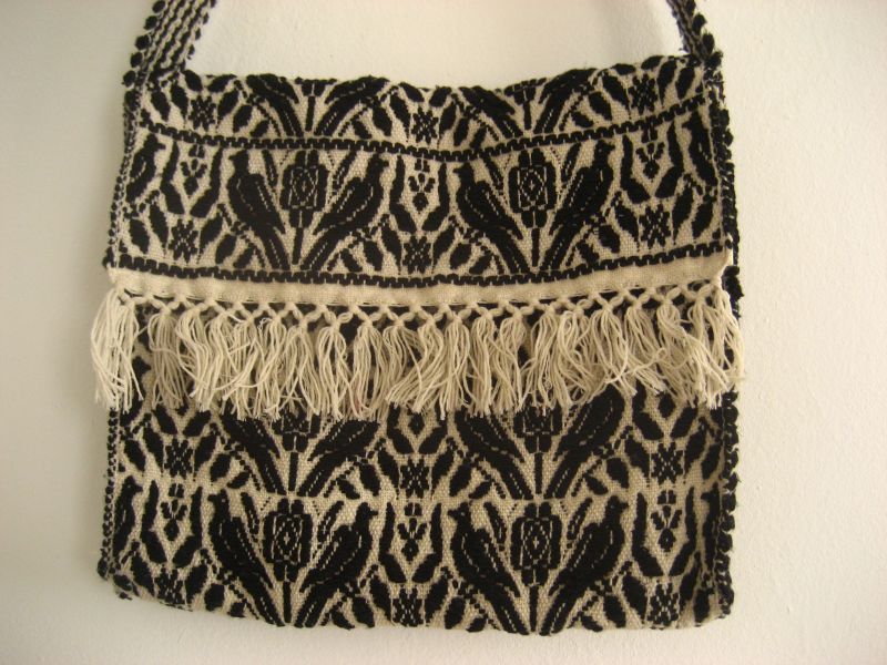 画像: オトミ族のウール織物バック(L)ブラック