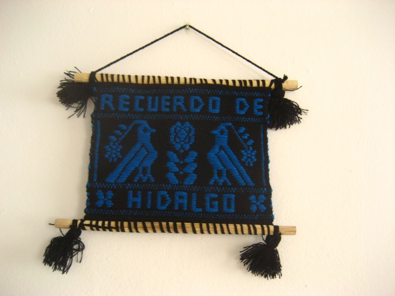 画像1: オトミ族のウール織物タペストリー(S)ブルー