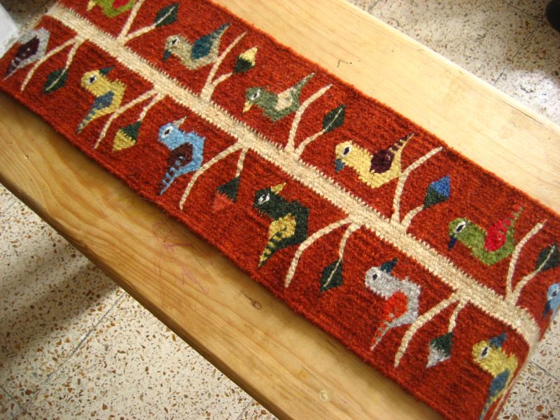メキシコオアハカ伝統織物ウールラグ・タペテ・テーブルセンター・鳥