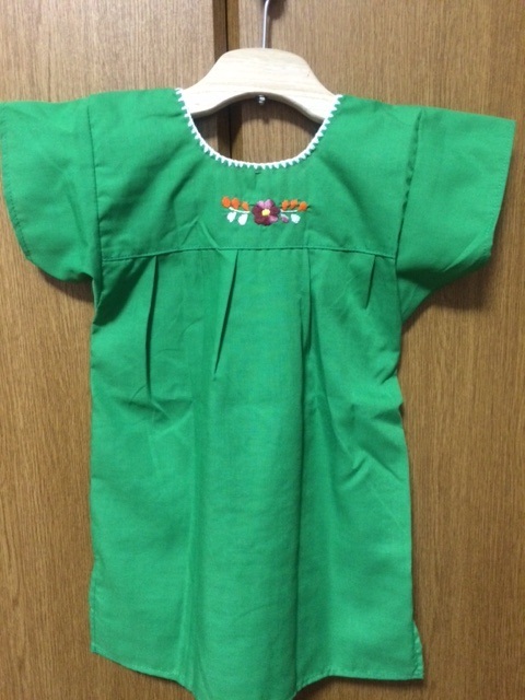 画像: ベビー用刺繍ワンピース・グリーン2〜3歳用