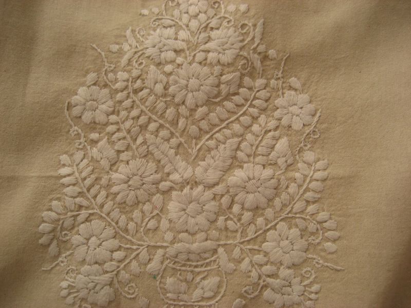 画像: メキシコ刺繍花の刺繍ワンピース・キナリ・白刺繍