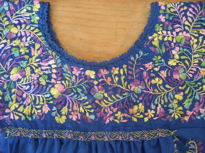 画像4: メキシコ刺繍サン・アントニーノ刺繍ブラウス・ブルー