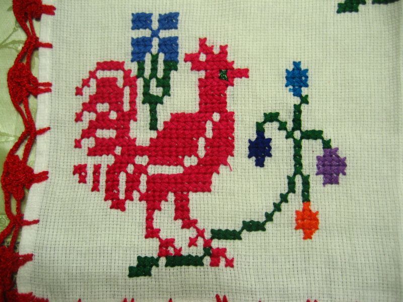 画像: メキシコ刺繍・マサテコ族の刺繍クロス・にわとり