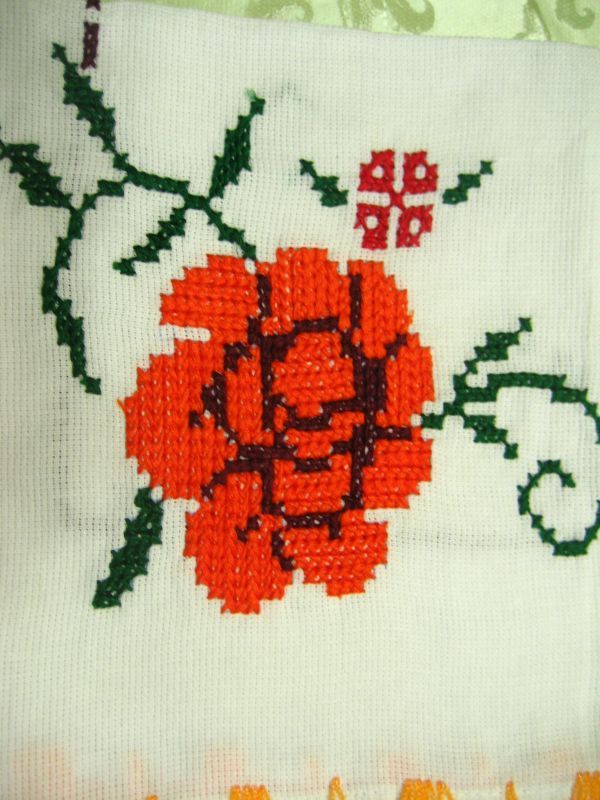 画像: メキシコ刺繍・マサテコ族の刺繍クロス・お花