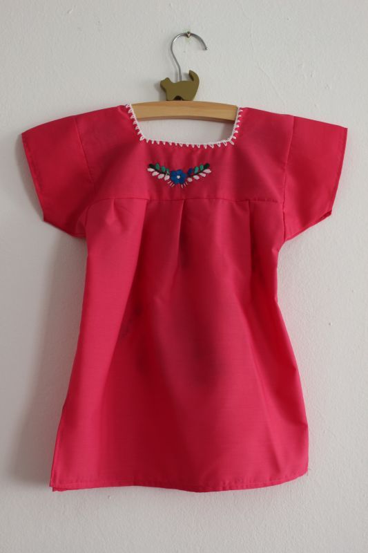 画像: ベビー用メキシコ刺繍ワンピース1〜2歳用・ピンク