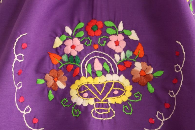 画像: ベビー用メキシコ刺繍ワンピース1〜2歳用・パープル