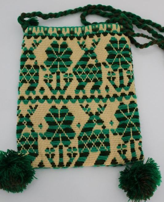 画像: オトミ族の毛糸刺繍ショルダーバック(S)グリーン
