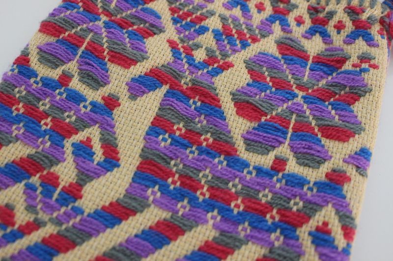 画像: オトミ族の毛糸刺繍ショルダーバック(S)パープル