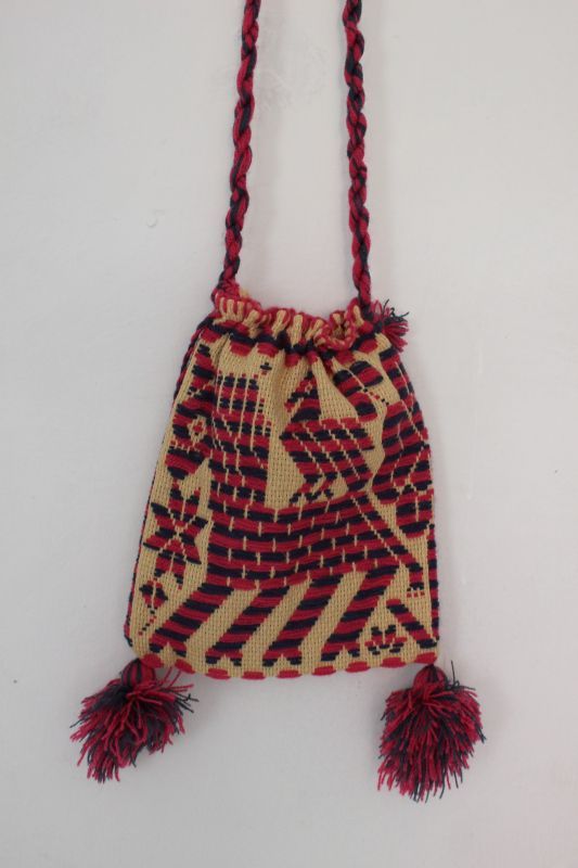 画像: オトミ族の毛糸刺繍ショルダーバック(S)レッド