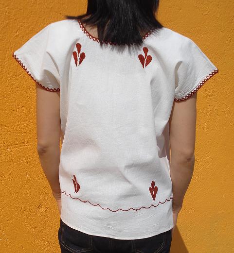 画像: メキシコ刺繍マサテコ族のマンタ孔雀刺繍ブラウス