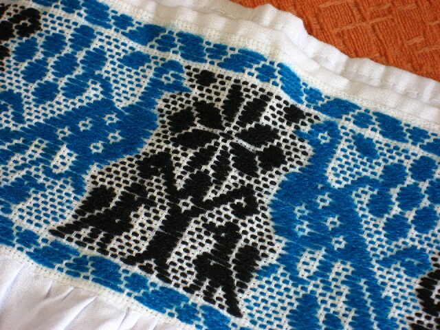 画像: メキシコ刺繍・ナワ族の鳥刺繍ブラウス・ブルー