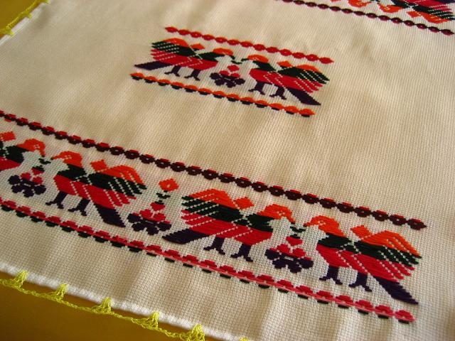 画像: マサテコ族の小鳥刺繍クロス