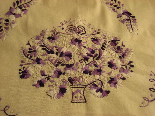 画像: メキシコ刺繍花と鳥の刺繍ワンピース・キナリパープル刺繍