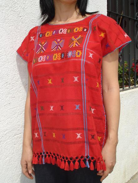 画像: メキシコ・アムスゴ族の手織りブラウス・レッド