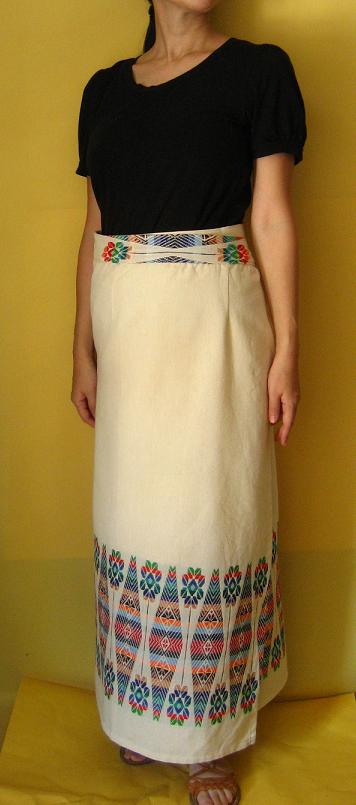 画像: グアテマラ織ラップスカート・ホワイト